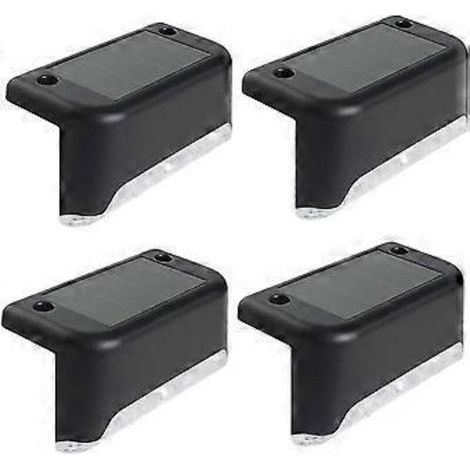 Lot de 4 lampes solaires LED SZTXJ pour terrasse, escaliers et clôtures extérieures. Lumière noire chaude. Éclairage étanche. (1/4)