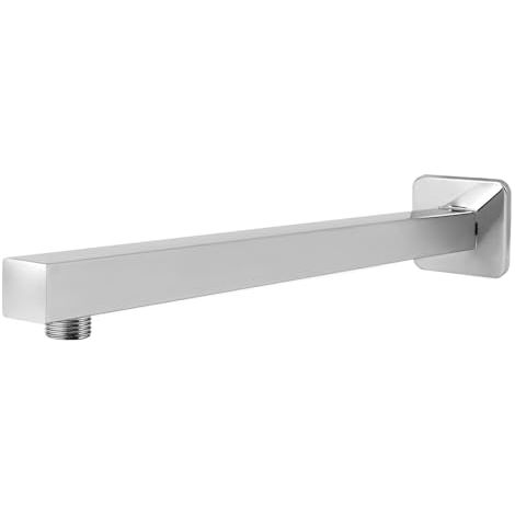 Bras de douche mural en acier inoxydable de 40 cm, finition chromée polie, connexion universelle de 1/2", pour pommeau de douche à effet pluie de salle de bain (1/5)