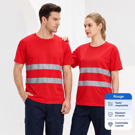 T-shirt de travail haute visibilité respirant rouge à bandes réfléchissantes taille 3XL rouge 3xl réf 4048 500 g – Livraison gratuite