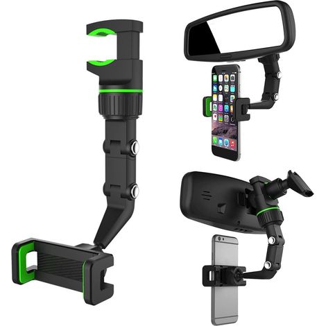 Support téléphone voiture rétroviseur 360°, support universel réglable smartphone (1/5)