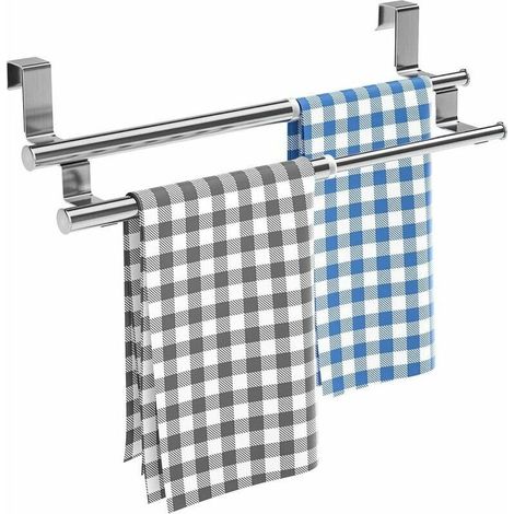 Handtuchhalter, Badezimmer-Handtuchhalter, Küchenhandtuchhalter ohne Bohren, ausziehbarer Türhandtuchhalter fürs Badezimmer, Edelstahl, Silber (1/5)