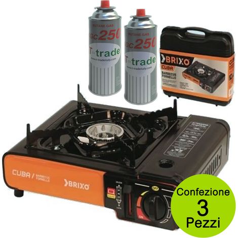 Multipack 2 bombole gas più fornello barbecue brixo modello cuba jy-500a