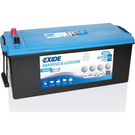 BATTERIE EXIDE AGM MARINE - LOISIRS D06 12V 240AH 1200A 518X279X240 +G EP2100 (1/5)