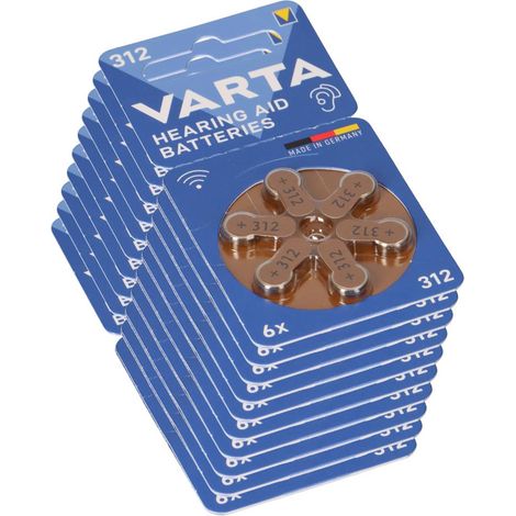 60x Varta Hearing Aid Batterie 312 PR41 Hörgerätebatterie (1/5)