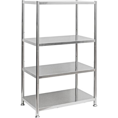 4 Ripiani Scaffale in Acciaio Inox - 160kg Scaffalatura Metallo 74x41x108 Cucina