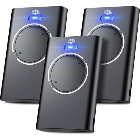 Set mit 3 Fernbedienungen für Tore und Garagentore, 868 MHz, kompatibel mit XT2 868 SLH LR, XT4 868 SLH LR, 2 Kanäle, Schwarz