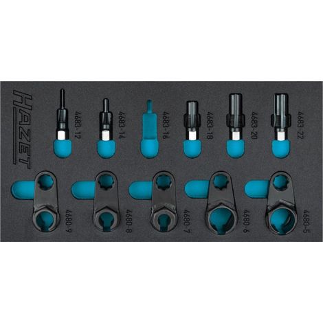 HAZET 163-611/10 Juego de herramientas de sondas de gases de escape ∙ 342 mm x 172 mm ∙ Número de herramientas: 10