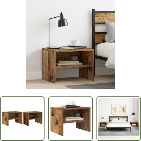 Holz Nachttisch - Nachttisch 2 pcs Altholz 40 x 40 x 30 cm Holzwerkstoff (1/5)