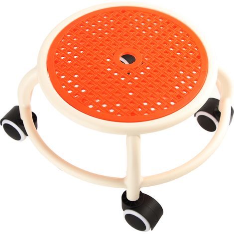 Tabouret bas rond roulant confortable, roulette universelle mobile, mini tabouret haute capacité de charge pour maison Orange (1/5)