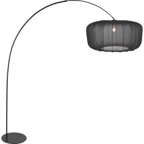 Anne Lighting - lampada da terra - Curve - nero - metallo tessile