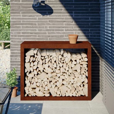 Hochkantregal für Brennholz 100x40x80 cm Cortenstahl
