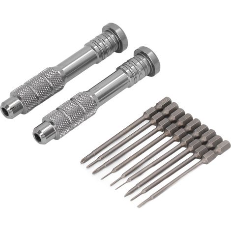Jeu de tournevis à lame plate en acier avec 9 embouts et 2 manches pour maintenance électrique, appareils photo et ordinateurs. (1/5)