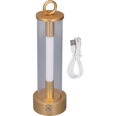 Portable Metal Table Lamp 2200K Warm White Stepless Dimming 3 Lighting Modes Rechargeable Cordless Table Light (1/5)