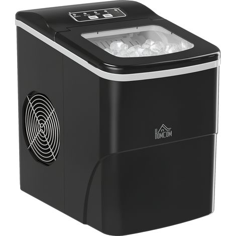 HOMCOM Eiswürfelmaschine Edelstahl, 12 kg 24 Stunden, 9 Eiswürfel in 8 Minuten, Selbstreinigender Eiswürfelbereiter mit Griff, Eisschaufel und Korb Ice Maker für Haus, Küche, Camping, RV