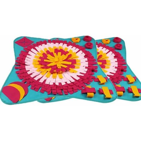 Tapis de détection d'odeurs pour chien, tapis d'entraînement pour chien, tapis de détection d'odeurs, jouet à alimentation lente, tapis de détection d'odeurs pliable pour chien (7070 cm) (bleu)