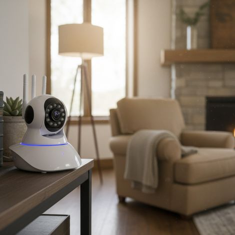 Cámara de seguridad WiFi giratoria para interiores con visión nocturna (1/2)