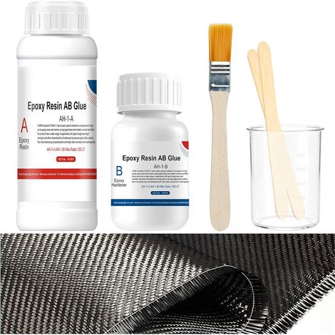 Kit de Réparation en Fibre de Carbone, Kit de Résine Époxy et Tissu en Fibre de Carbone, Fibre de Carbone pour Renforcement et Réparation Automobiles, Motos, Navires (1/5)