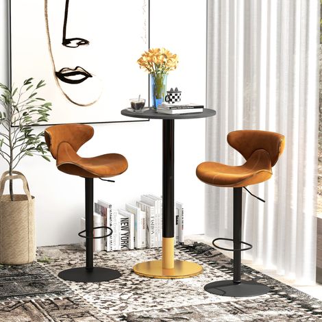 Table de bar ronde, table de bistrot, table de cuisine, style moderne, structure en acier, dimensions 60 x 60 x 102 cm (L x l x H), noire