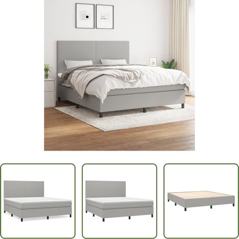 vidaXL Kopfteil - Boxspringbett mit Matratze Hellgrau 180x200 cm Stoff (1/5)