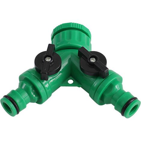 Conector de grifo de plástico en forma de Y, de uno a dos, válvula de doble flujo, separador de agua para lavadora.