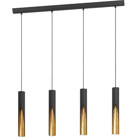 Lampe suspendue Barbotto Steel Black, Gold Gu10 4x4.5W L: 92,5 cm B: 6cm H: 110cm (1/3)