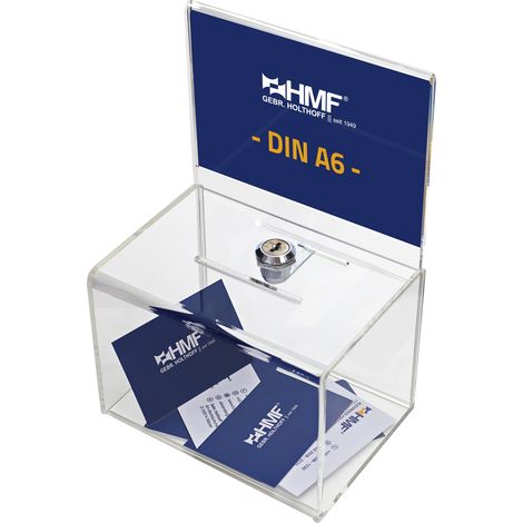 HMF 46912 Spendenbox Acryl Din A6 Blatteinschub, 11 x 11 x 15,5 cm (1/5)
