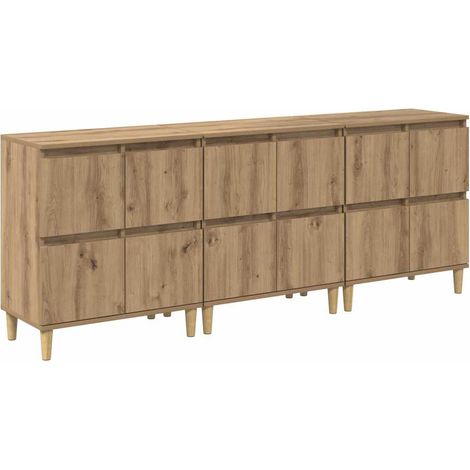 Maison Exclusive - Tableros Lateral 3 pcs Roble artesanal 60 x 35
