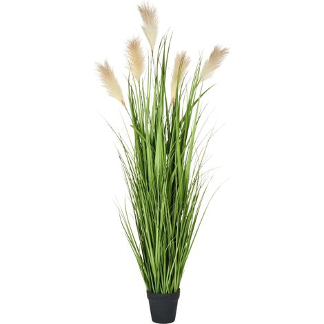 Pianta artificiale in vaso Uso interno Decorazione in plastica con vaso nero 130 cm Grass (1/5)