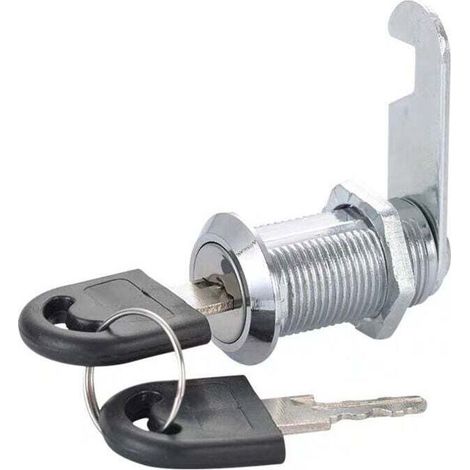 4pcs Serrure Batteuse a Came Barillet 25 mm Boite aux Lettres Tiroir Placard Serrure - Serrure à Came en Alliage de Zinc Argent (1/4)