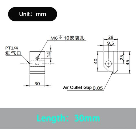 Buse de couteau à air comprimé (30 mm) pour souffleur industriel, couteau, super couteau, couteau à air comprimé en alliage d'aluminium (1/5)