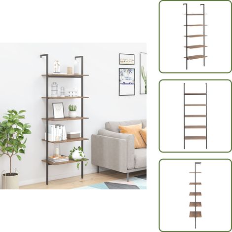 Scaffale per ufficio - vidaXL Scaffale Pendente 5 Livelli Marrone Scuro e Nero 64x35x185 cm - Scaffale per soggiorno