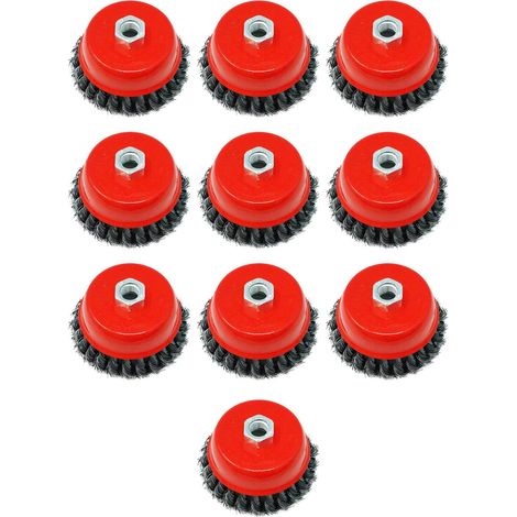 Dapetz ® 10 PCS Wire Cup Brush for Angle Grinder 115mm, Twist Knot Wire Brush 100 mm Thread 4" M14 x 2 Fits for Heavy Cleaning, Stripping, Paint, Rust Removal, Rough Surface Treatment and Grinding (1/5)