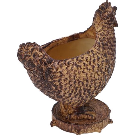 Pot de table en résine en forme de poule, design de drainage innovant et mignon, jardinière légère en résine pour jardin ou cour extérieure (1/5)