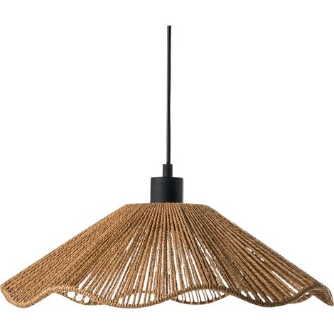 Lámpara colgante con pantalla de papel hecha a mano y base metálica estilo rústico boho natural Migori