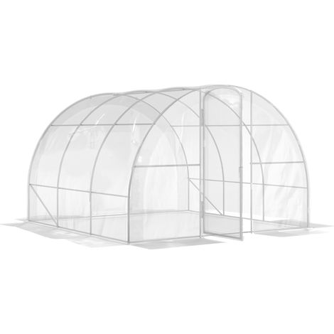 Serre tunnel jardin vert 9m² 3x3x2m porte charnières bâche PE 150g/m² culture légumes plantes fleurs (1/5)