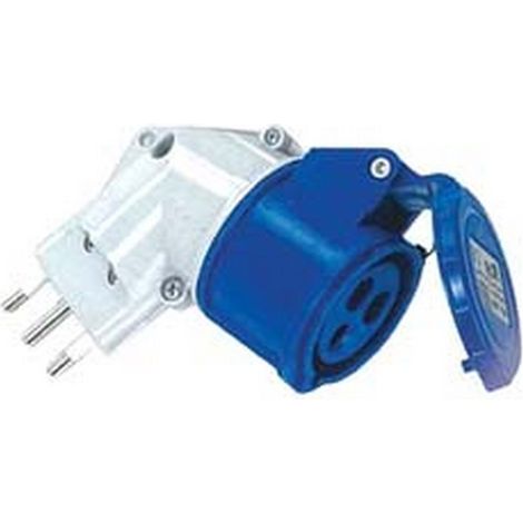 2PZ ADATTATORE INDUSTRIALE CON SPINA 16A E PRESA CEE IP44 - 16A colore blu