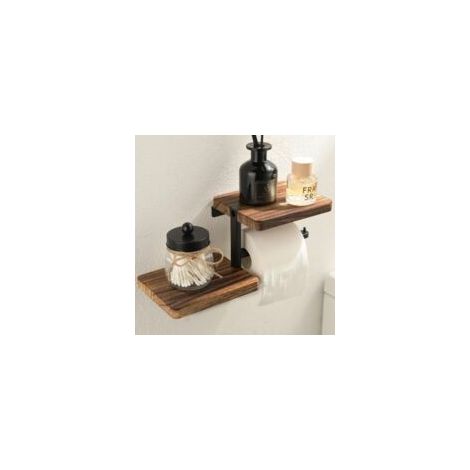 Soporte de papel higiénico de pared con estante, soporte de papel higiénico de pared con estantes, soporte para rollo de papel higiénico para baño - Crezuo