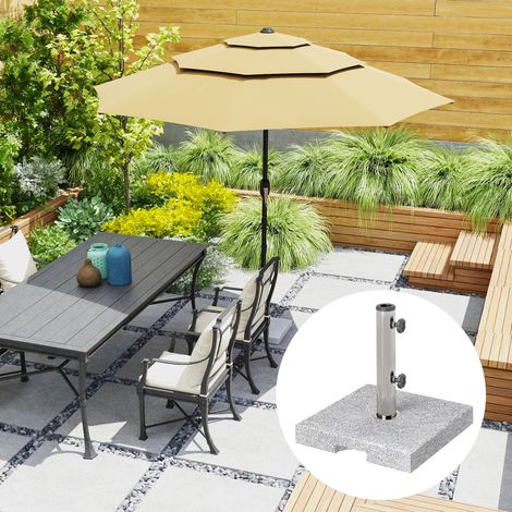 Base per Ombrellone Quadrata in Granito da 21 kg con Maniglie e 2 Manopole Regolabili, Grigio