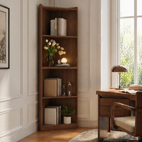 Meuble rangement d'angle 180 cm MDF noyer OKMYHOME