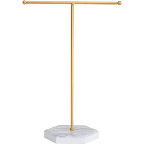Présentoir à bijoux de table en métal, support pour colliers, boucles d’oreilles et bracelets, tour de rangement avec barre en T, organisateur compact et élégant (1/5)