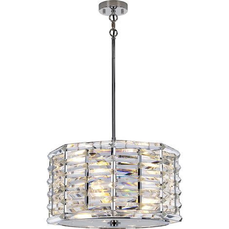 Lampadario Contemporaneo Shoal Acciaio Nichel Lucido 4 Luci E27 (1/5)