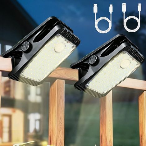 Lampe Solaire Exterieur Detecteur de Mouvement, 2 Pack lampe solaire avec détecteur de mouvement, Lampes Solaires Idéales pour Clôtures, Patios, Porches, Jardins Et Allées – Lumière Chaude (1/5)