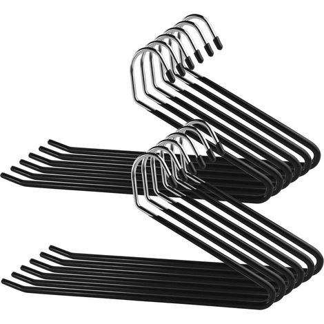 Lot de 12 Cintre Pantalon, Bras Métal Chromé, Revêtement Tubulaire, Pli Intelligent, Rangement Facile (1/5)