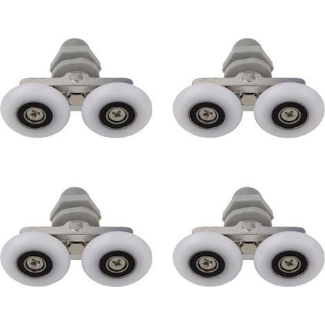 Roulettes Doubles Coulissantes pour Porte de Douche – Rouleaux de Remplacement 25 mm – Lot de 4 Pièces pour Salle de Bain (1/5)