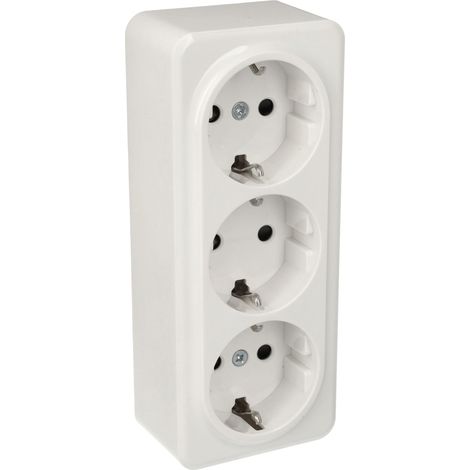Jandei - Triple Enchufe Schuko Superficie Policarbonato Blanco