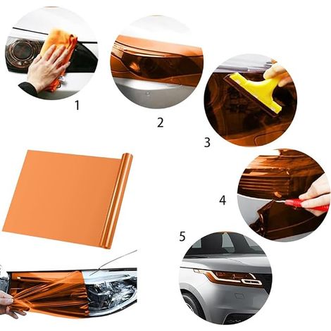 Car Tint Film 30 x 120 cm Headlight Tint Film Orange Protective Films (1/3)
