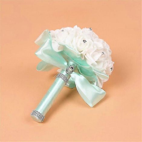 Bouquets de mariée en cristal et perles de soie, roses artificielles pour la mariée et les demoiselles d'honneur. Bouquet de mariée et demoiselles d'honneur. Faux bouquets de mariée. (1/2)
