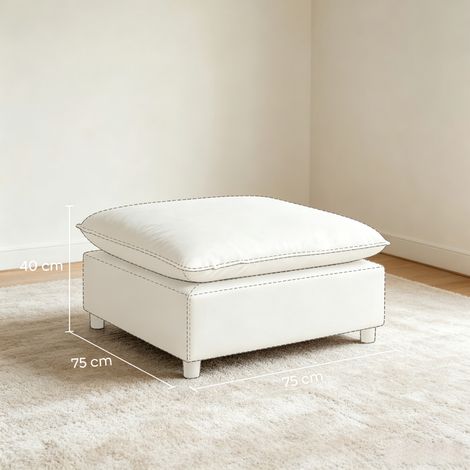 Pouf carré pour salon, repose-pieds avec patins en plastique, tabouret d'appoint pour chambre et entrée (1/5)