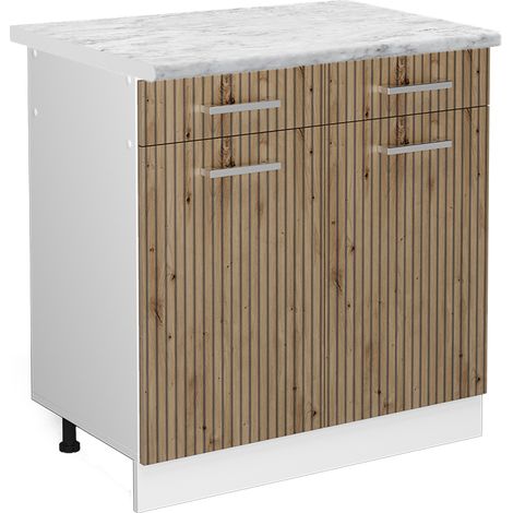 Mueble bajo de cocina R-Line, Roble artesanal, 80 cm , ET Mármol, Vicco (1/5)