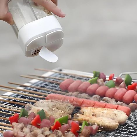 2er-Pack 4-in-1-Gewürzset Salz und Pfefferstreuer Gewürzspender Vier Fächer in einem Design Mini und tragbar Für viele Gelegenheiten geeignet glas (1/4)